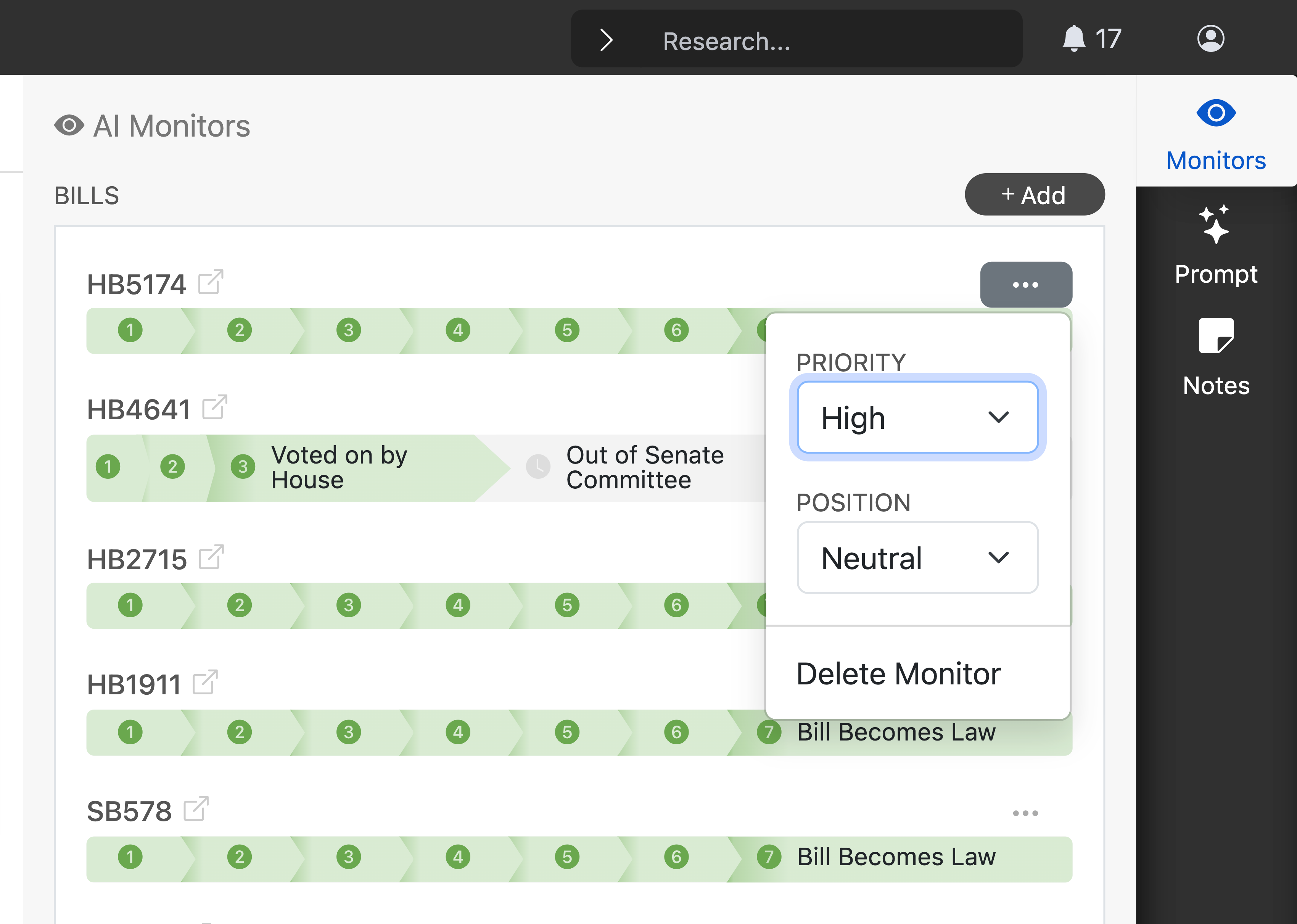 LegiPlex Workspace - Set Bill Priority and Position